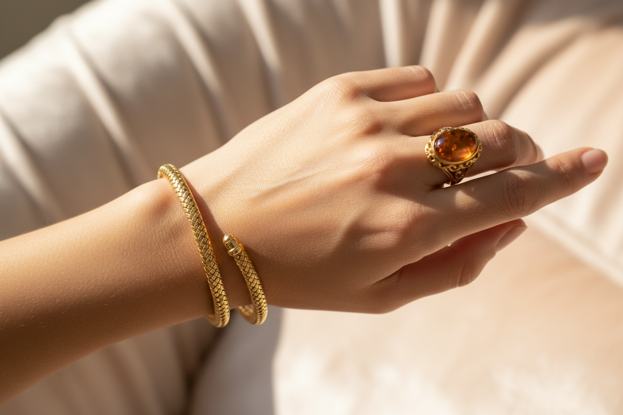 Golden bracelet and you see the ring as well